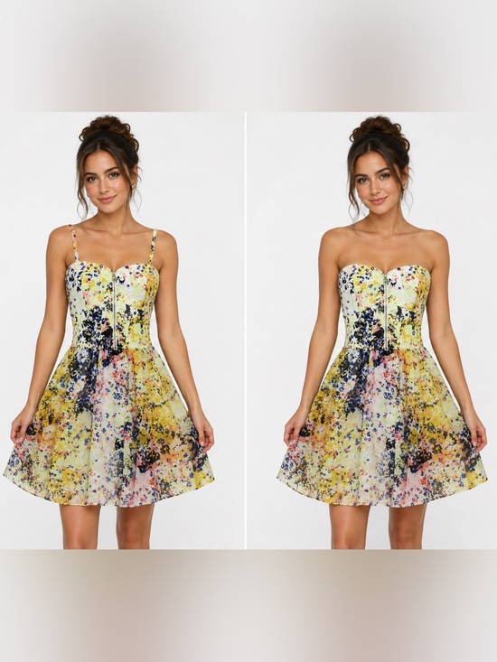Guess Dresses & Skirts - Guess LA Dress Sz 6 Cocktail Party Tanya Corset Chiffon Fit n Flare Colorful